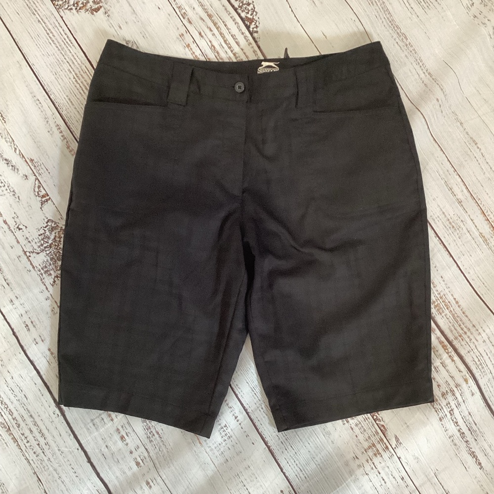 711. Slazenger Black on Black Plaid Golf Shorts EUC Size 10